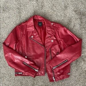 Red Faux Leather Jacket